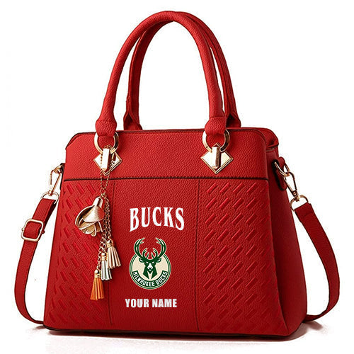 LIMITED EDITION - NEW CUSTOMIZED NBA11 MBU MILWAUKEE BUCKS ZIP HANDBAG MULTICOLOR