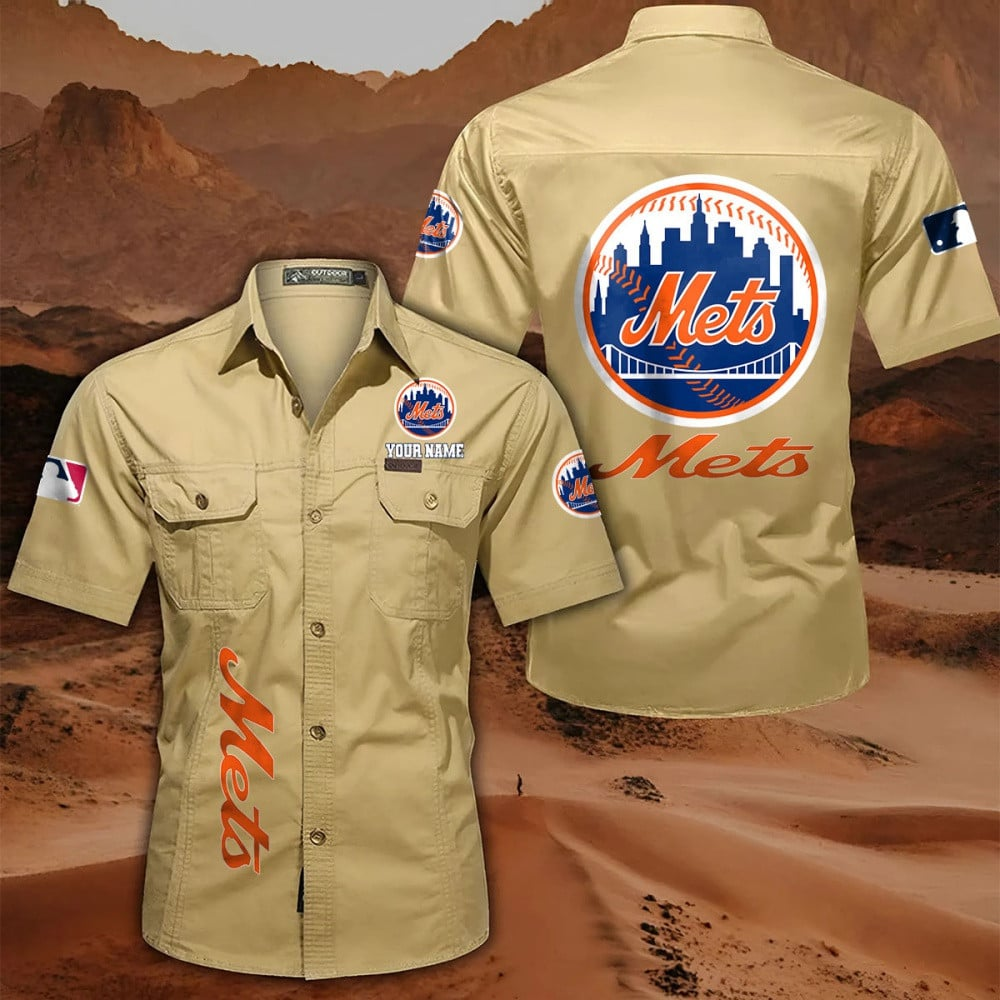 LIMITED EDITION - NEW CUSTOMIZED MLB17 NYM NEW YORK METS MEN'S CARGO SHIRT