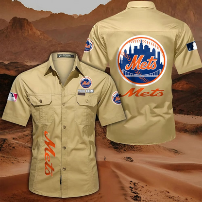 LIMITED EDITION - NEW CUSTOMIZED MLB17 NYM NEW YORK METS MEN'S CARGO SHIRT