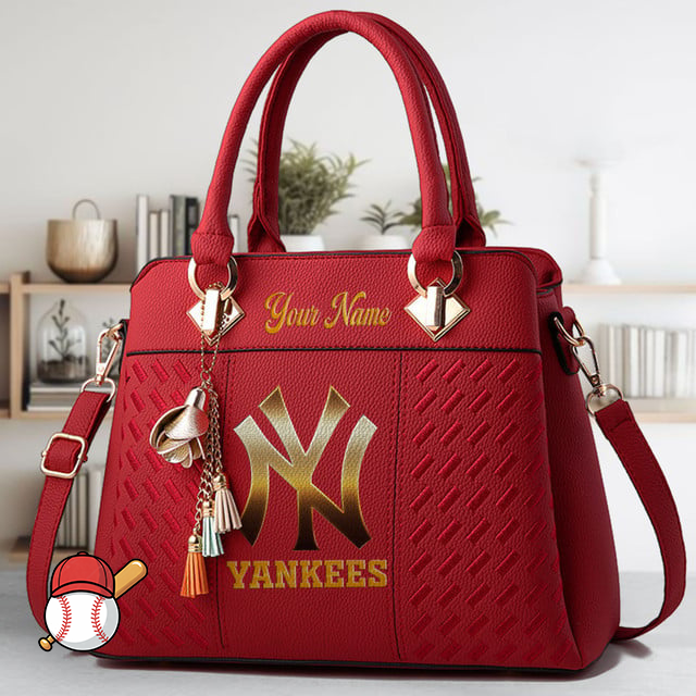 LIMITED EDITION - NEW CUSTOMIZED MLB01 NYY NEW YORK YANKEES ZIP HANDBAG MULTICOLOR