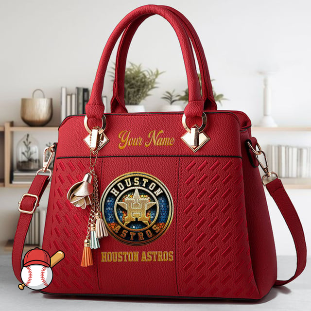 LIMITED EDITION - NEW CUSTOMIZED MLB10 HAS HOUSTON ASTROS ZIP HANDBAG MULTICOLOR