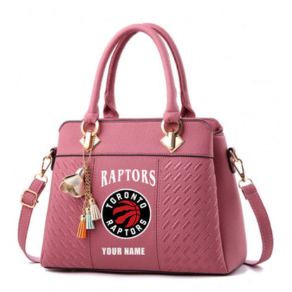 LIMITED EDITION - NEW CUSTOMIZED NBA24 TRA TORONTO RAPTORS ZIP HANDBAG MULTICOLOR