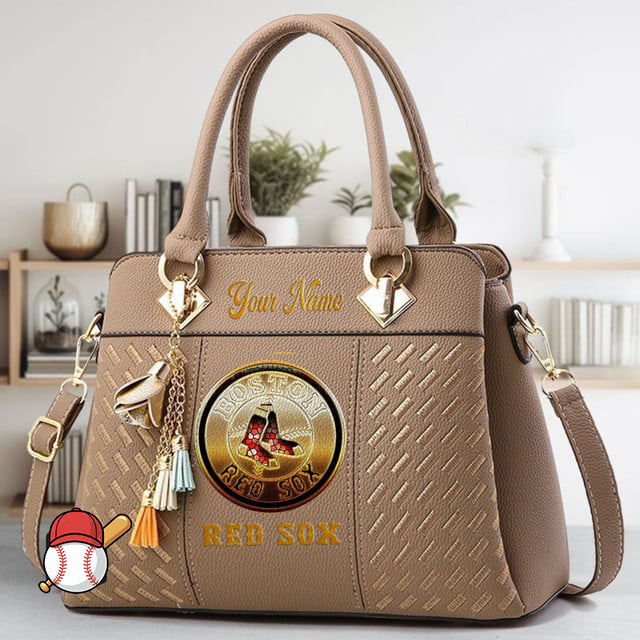 LIMITED EDITION - NEW CUSTOMIZED MLB03 BRS BOSTON RED SOX ZIP HANDBAG MULTICOLOR