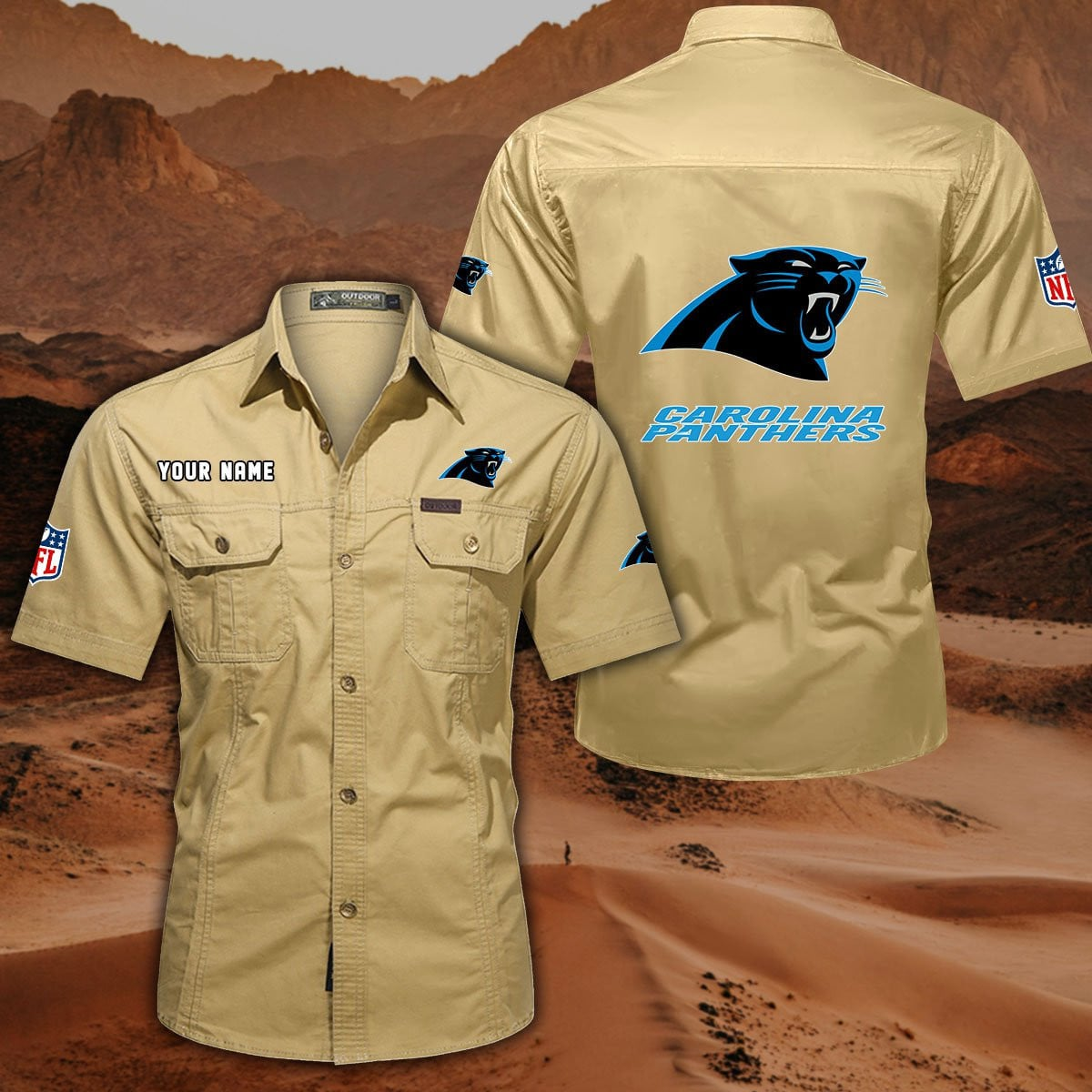 SPECIAL EDITION - NEW CUSTOMIZED NFL23 CLP CAROLINA PANTHERS MUTICOLOR MEN'S CARGO SHIRT