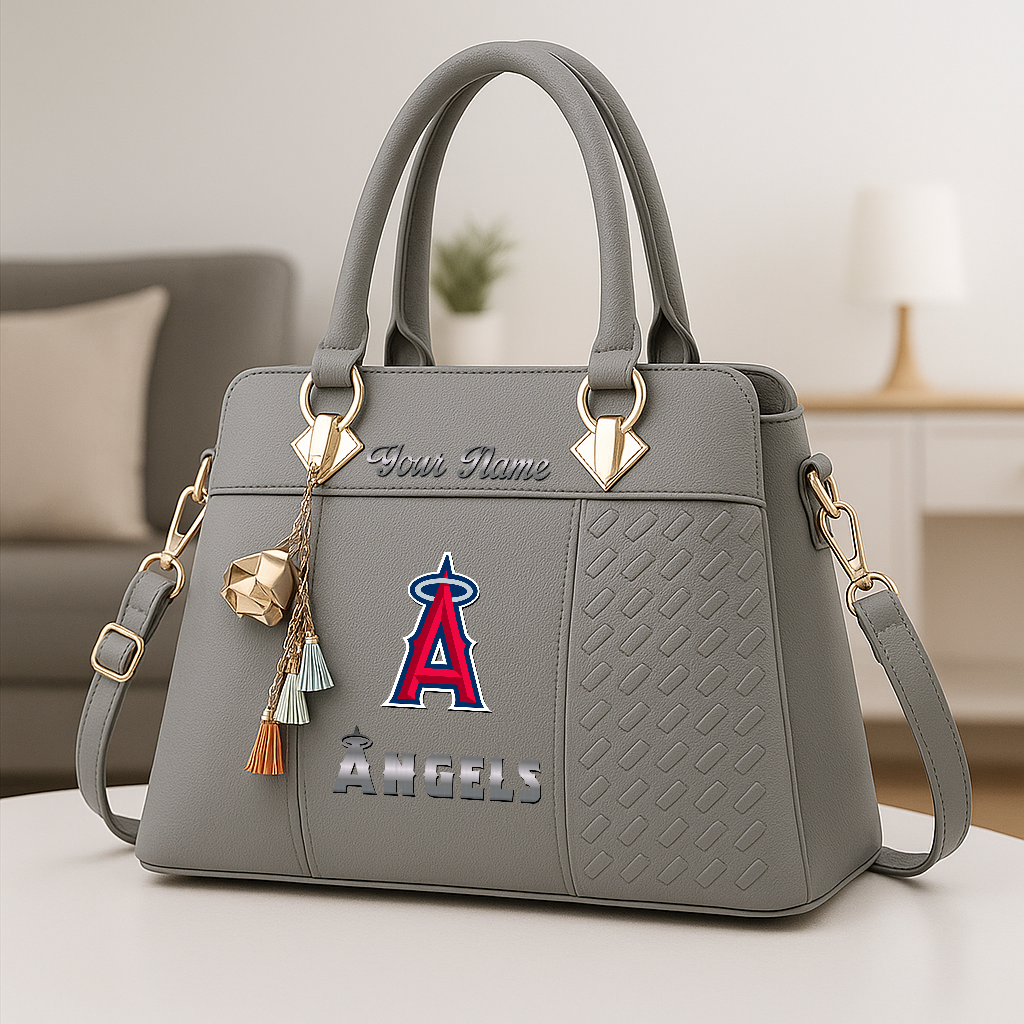 LIMITED EDITION - NEW CUSTOMIZED MLB27 LAA LOS ANGELES ANGELS ZIP HANDBAG MULTICOLOR
