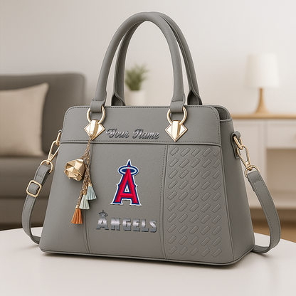 LIMITED EDITION - NEW CUSTOMIZED MLB27 LAA LOS ANGELES ANGELS ZIP HANDBAG MULTICOLOR
