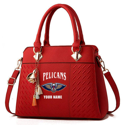 LIMITED EDITION - NEW CUSTOMIZED NBA30 NOP NEW ORLEANS PELICANS ZIP HANDBAG MULTICOLOR