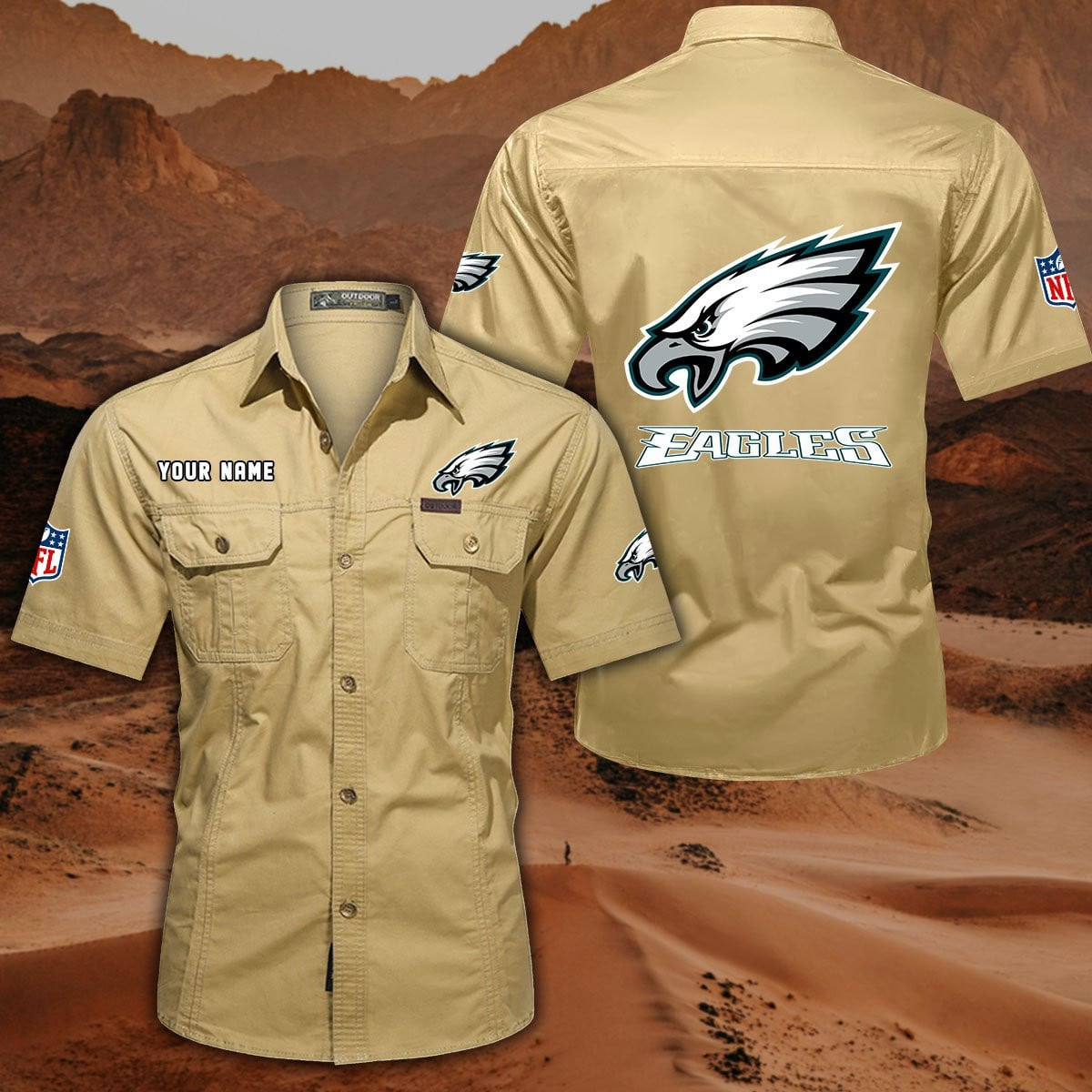 SPECIAL EDITION - NEW CUSTOMIZED NFL02 PPE PHILADELPHIA EAGLES MUTICOLOR MEN'S CARGO SHIRT