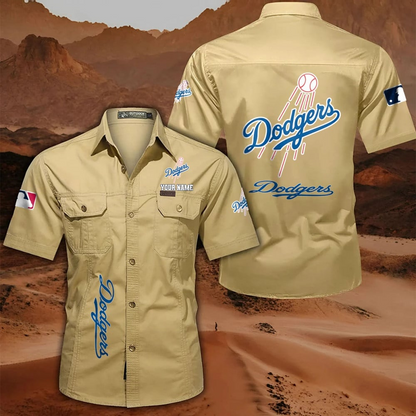 LIMITED EDITION - NEW CUSTOMIZED MLB02 LAD LOS ANGELES DODGERS MEN'S CARGO SHIRT