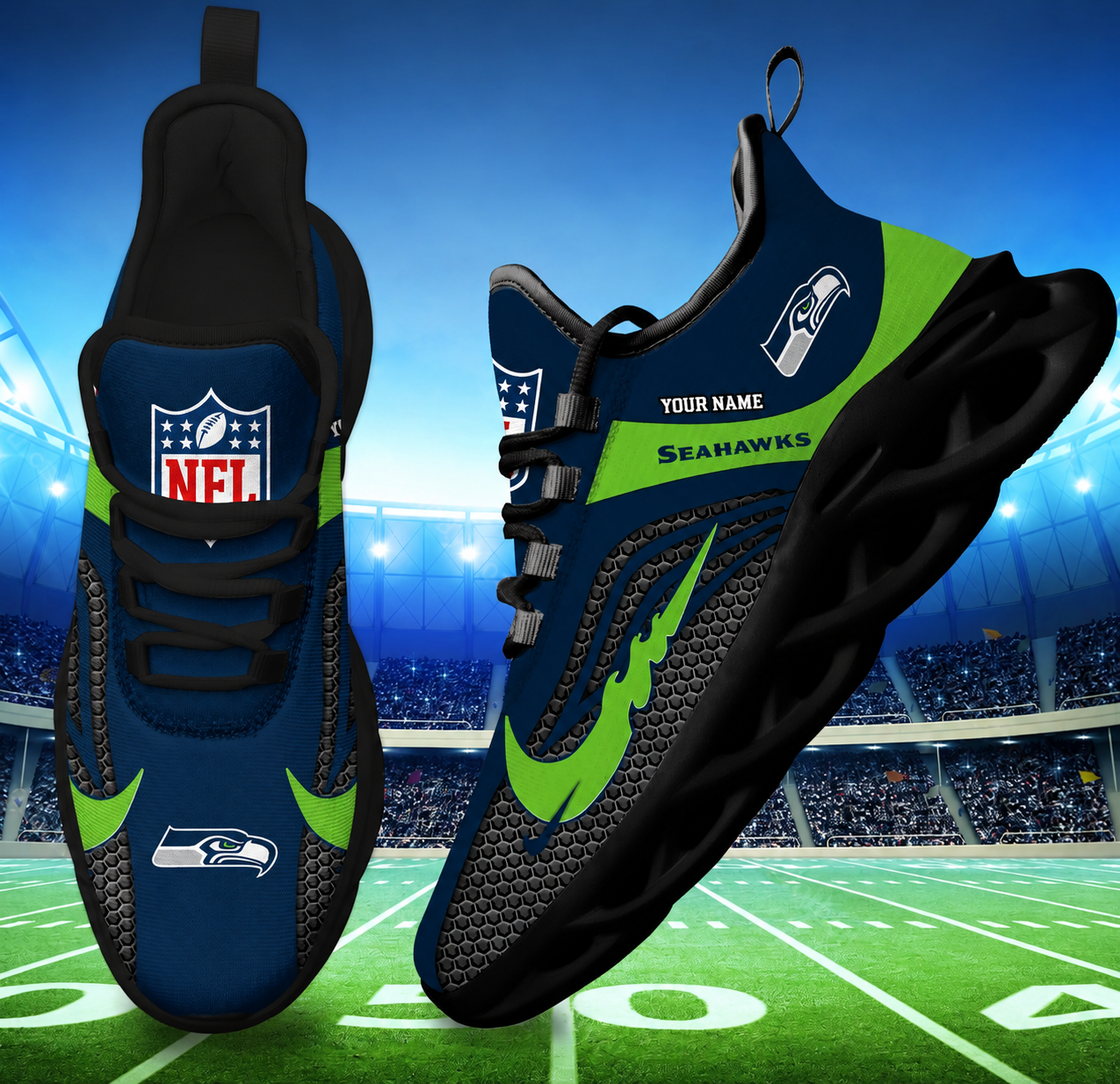 [SPECIAL OFFER] NEW CUSTOMIZED NFL06 SSH SEATTLE SEAHAWKS UNISEX CLUNKY SNEAKERS