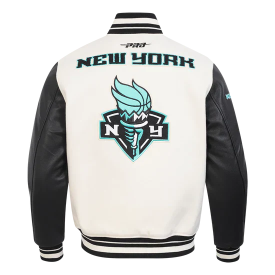 LIMITED EDITION - NEW CUSTOMIZED WNBA10 NYL NY LIBERTY BASEBALL JACKET, SATIN VARSITY JACKET 06
