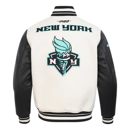 LIMITED EDITION - NEW CUSTOMIZED WNBA10 NYL NY LIBERTY BASEBALL JACKET, SATIN VARSITY JACKET 06