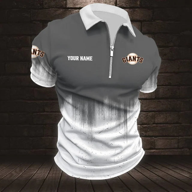 [FLASH SALE] NEW CUSTOMIZED MLB06 SFG SAN FRANCISCO GIANTS ZIP POLO SHIRT