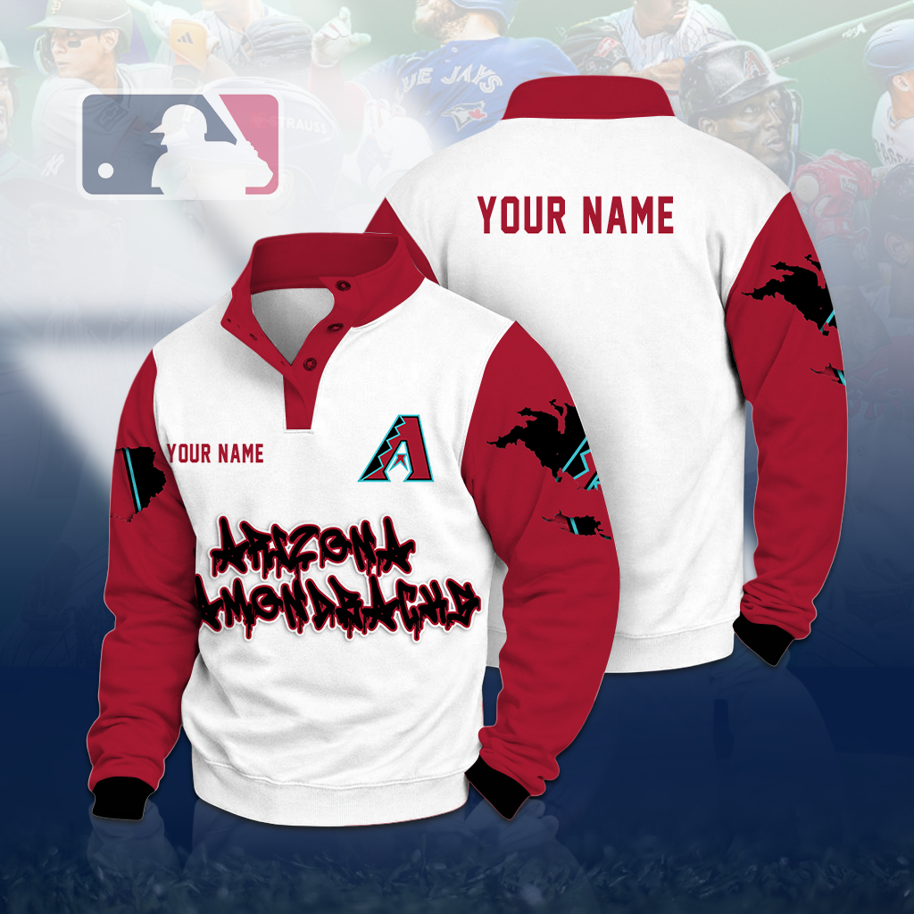 LIMITED EDITION - NEW CUSTOMIZED MLB07 ADS ARIZONA DIAMONDBACKS BUTTON QUARTER PLACKET SWEATSHIRT