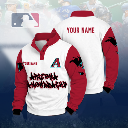 LIMITED EDITION - NEW CUSTOMIZED MLB07 ADS ARIZONA DIAMONDBACKS BUTTON QUARTER PLACKET SWEATSHIRT