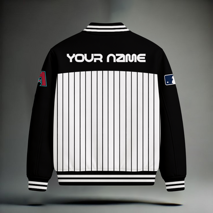 LIMITED EDITION - NEW CUSTOMIZED MLB07 ADS ARIZONA DIAMONDBACKS SNOOPY STYLE SATIN VARSITY & BASEBALL JACKET