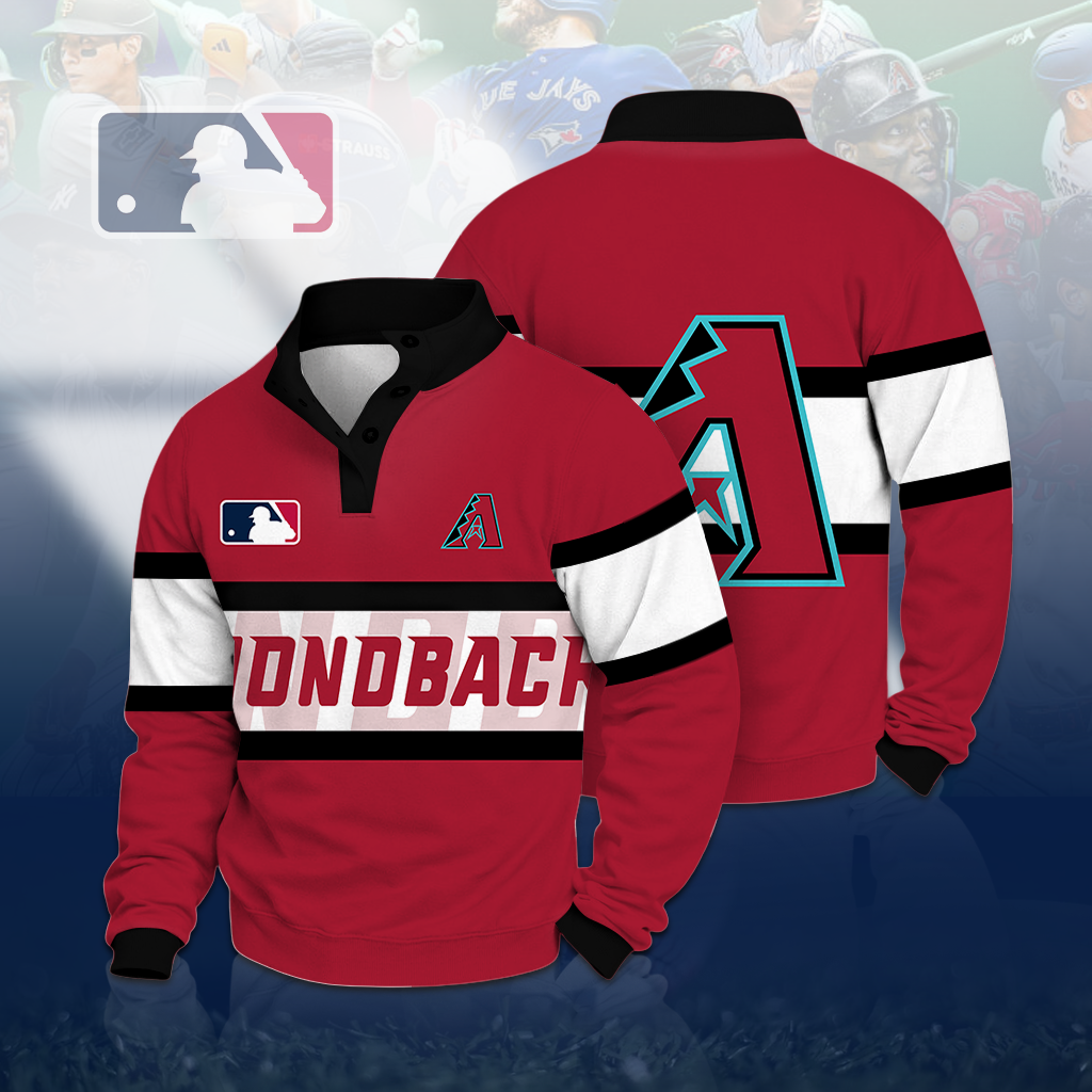 LIMITED EDITION - NEW CUSTOMIZED MLB07 ADS ARIZONA DIAMONDBACKS BUTTON QUARTER PLACKET SWEATSHIRT