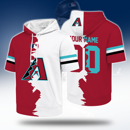 LIMITED EDITION - NEW CUSTOMIZED MLB07 ADS ARIZONA DIAMONDBACKS SHORT SLEEVE HOODIE