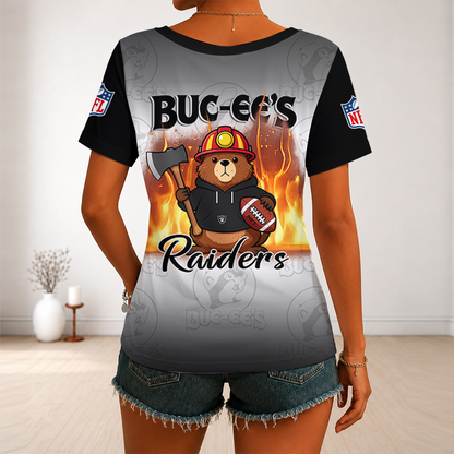 [SPECIAL OFFER] NEW CUSTOMIZED NFL07 LVR LAS VEGAS RAIDERS BUC-EE'S V-NECK FEMALE SHIRT