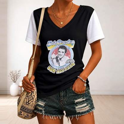 [FAN FAVORITE] NEW CUSTOMIZED ELVIS PRESLEY V-NECK FEMALE SHIRT