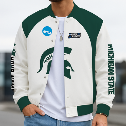LIMITED EDITION - NEW CUSTOMIZED NCAA MAM07 MSS MICHIGAN STATE SPARTANS BASEBALL JACKET, SATIN VARSITY JACKET
