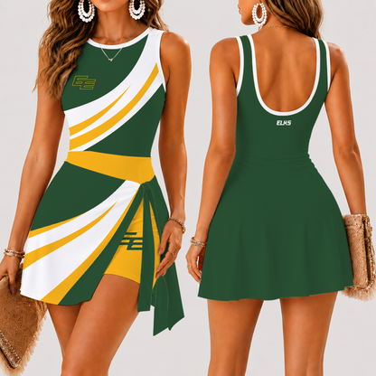 [FAN EXCLUSIVE] NEW CUSTOMIZED CFL07 EDM EDMONTON ELKS STRAPPY WOMEN'S SUMMER SKORT DRESS