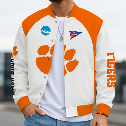 LIMITED EDITION - NEW CUSTOMIZED NCAA FBS07 CST CLEMSON TIGERS BASEBALL JACKET, SATIN VARSITY JACKET