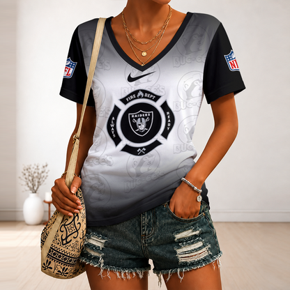 [SPECIAL OFFER] NEW CUSTOMIZED NFL07 LVR LAS VEGAS RAIDERS BUC-EE'S V-NECK FEMALE SHIRT