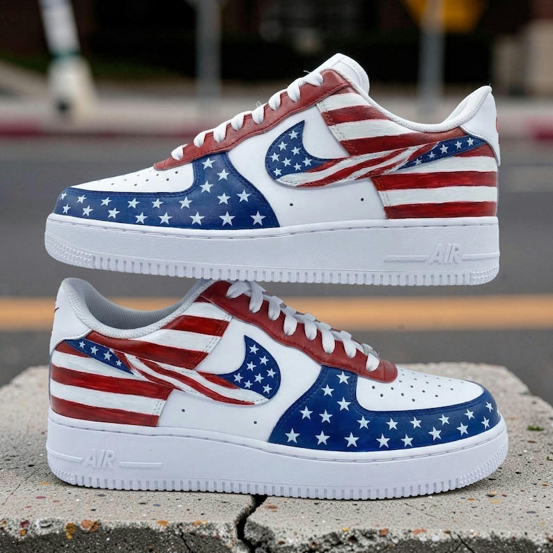 [HOT DEAL] NEW CUSTOMIZED PATRIOTIC AMERICAN FLAG AIR FORCE 1 SHOES
