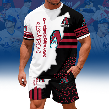 LIMITED EDITION - NEW CUSTOMIZED MLB07 ADS ARIZONA DIAMONDBACKS UNISEX T-SHIRT & SHORTS SET