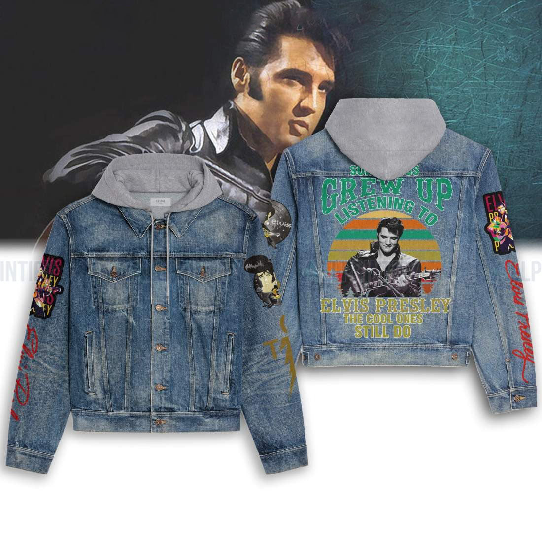 New Premium Elvis Presley Hooded Denim Jacket - EVPLCAO79