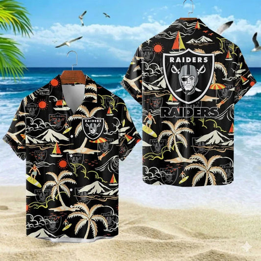 VIRAL EDITION  - NEW CUSTOMIZED NFL07 LVR LAS VEGAS RAIDERS UNISEX INDEPENDENCE DAY HAWAIIAN SHIRT & SHORTS SET
