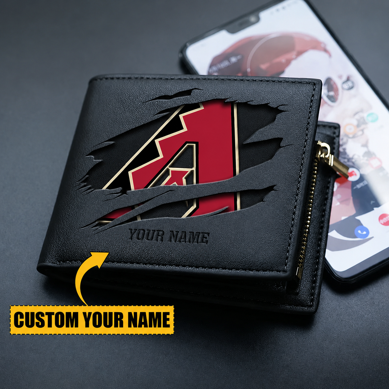 LIMITED EDITION - NEW CUSTOMIZED MLB07 ADS ARIZONA DIAMONDBACKS LEATHER WALLET