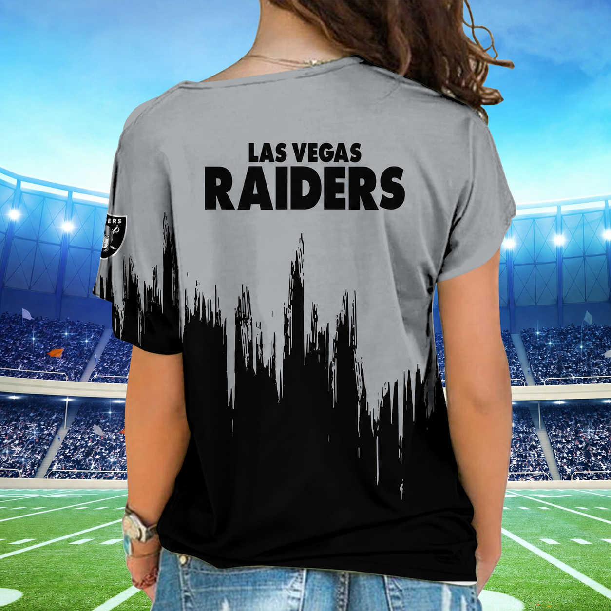 [SPECIAL OFFER] NEW CUSTOMIZED NFL07 LVR LAS VEGAS RAIDERS SHOULDER SHIRT