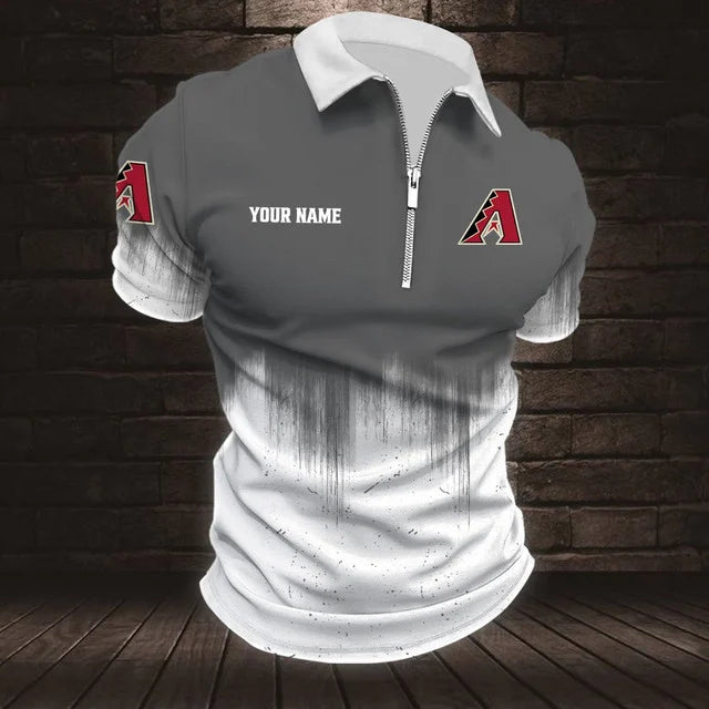 [FLASH SALE] NEW CUSTOMIZED MLB07 ADS ARIZONA DIAMONDBACKS ZIP POLO SHIRT