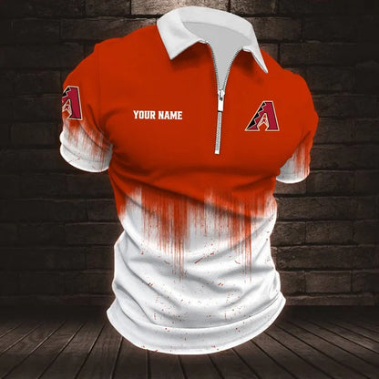 [FLASH SALE] NEW CUSTOMIZED MLB07 ADS ARIZONA DIAMONDBACKS ZIP POLO SHIRT