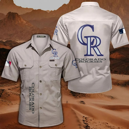 LIMITED EDITION - NEW CUSTOMIZED MLB30 COR COLORADO ROCKIES MEN'S CARGO SHIRT