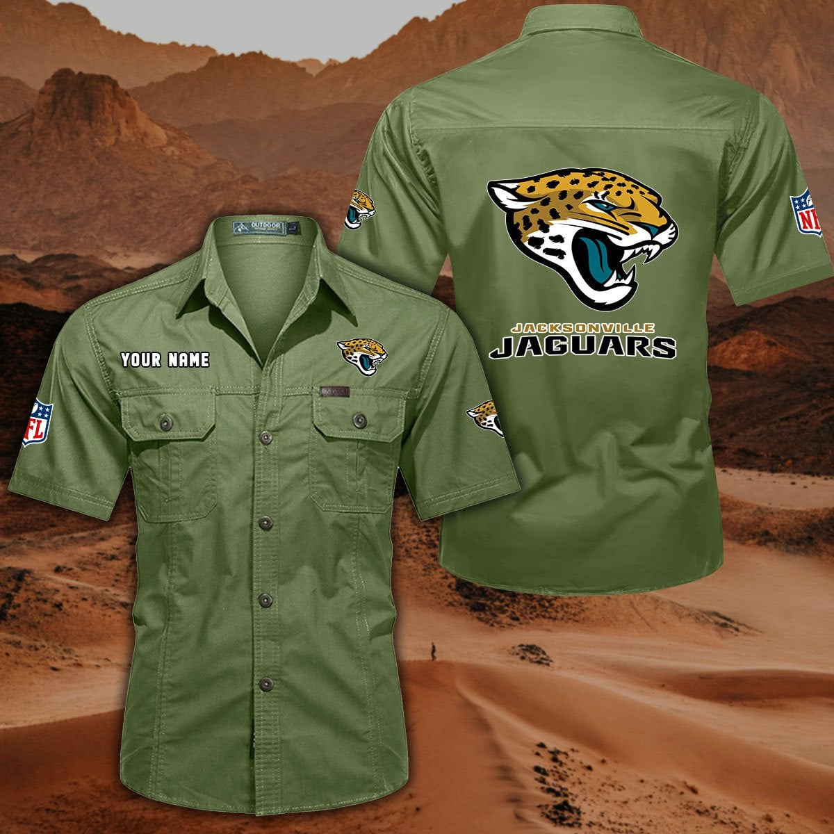 SPECIAL EDITION - NEW CUSTOMIZED NFL30 JSJ JACKSONVILLE JAGUARS MUTICOLOR MEN'S CARGO SHIRT