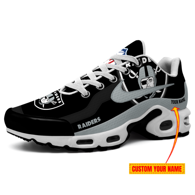 LIMITED EDITION - NEW CUSTOMIZED NFL07 LVR LAS VEGAS RAIDERS AIR MAX PLUS SNEAKERS