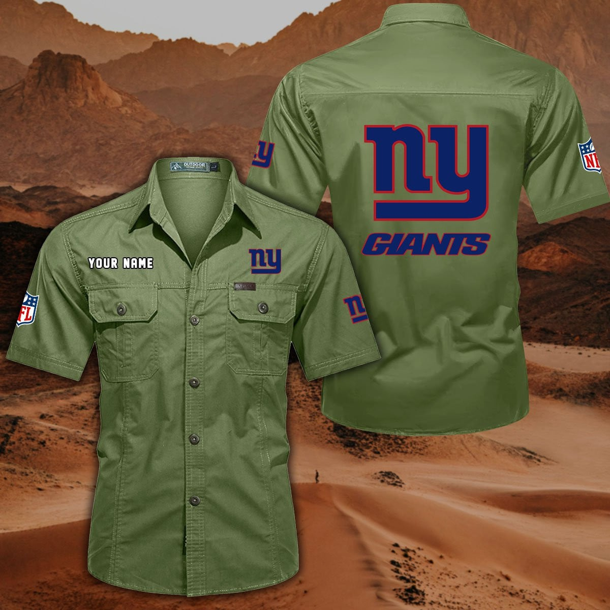 SPECIAL EDITION - NEW CUSTOMIZED NFL32 NYG NEW YORK GIANTS MUTICOLOR MEN'S CARGO SHIRT