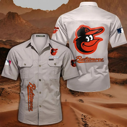 LIMITED EDITION - NEW CUSTOMIZED MLB25 BOS BALTIMORE ORIOLES MEN'S CARGO SHIRT