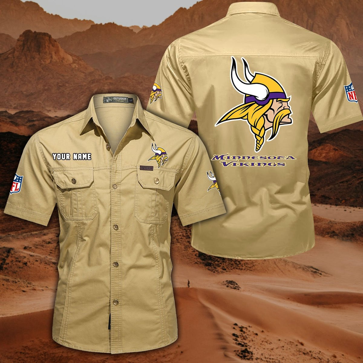 SPECIAL EDITION - NEW CUSTOMIZED NFL05 MVK MINNESOTA VIKINGS MUTICOLOR MEN'S CARGO SHIRT