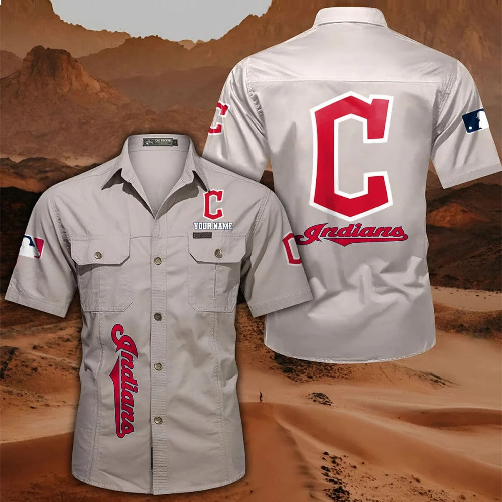 LIMITED EDITION - NEW CUSTOMIZED MLB13 CGS CLEVELAND GUARDIANS MEN'S CARGO SHIRT