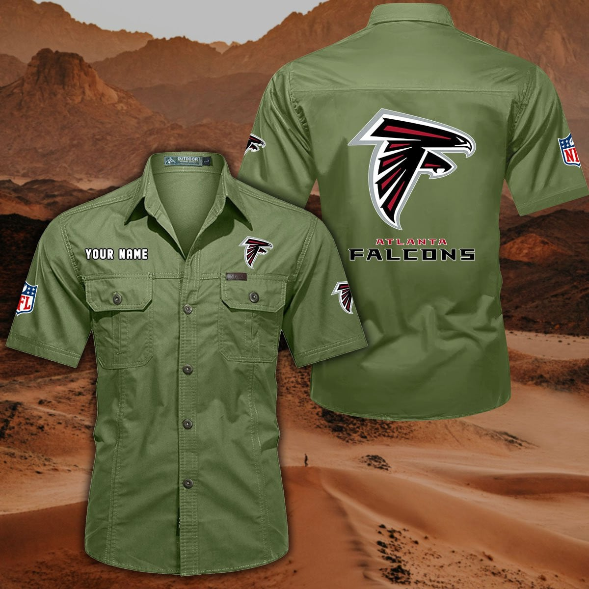 SPECIAL EDITION - NEW CUSTOMIZED NFL18 ATF ATLANTA FALCONS MUTICOLOR MEN'S CARGO SHIRT