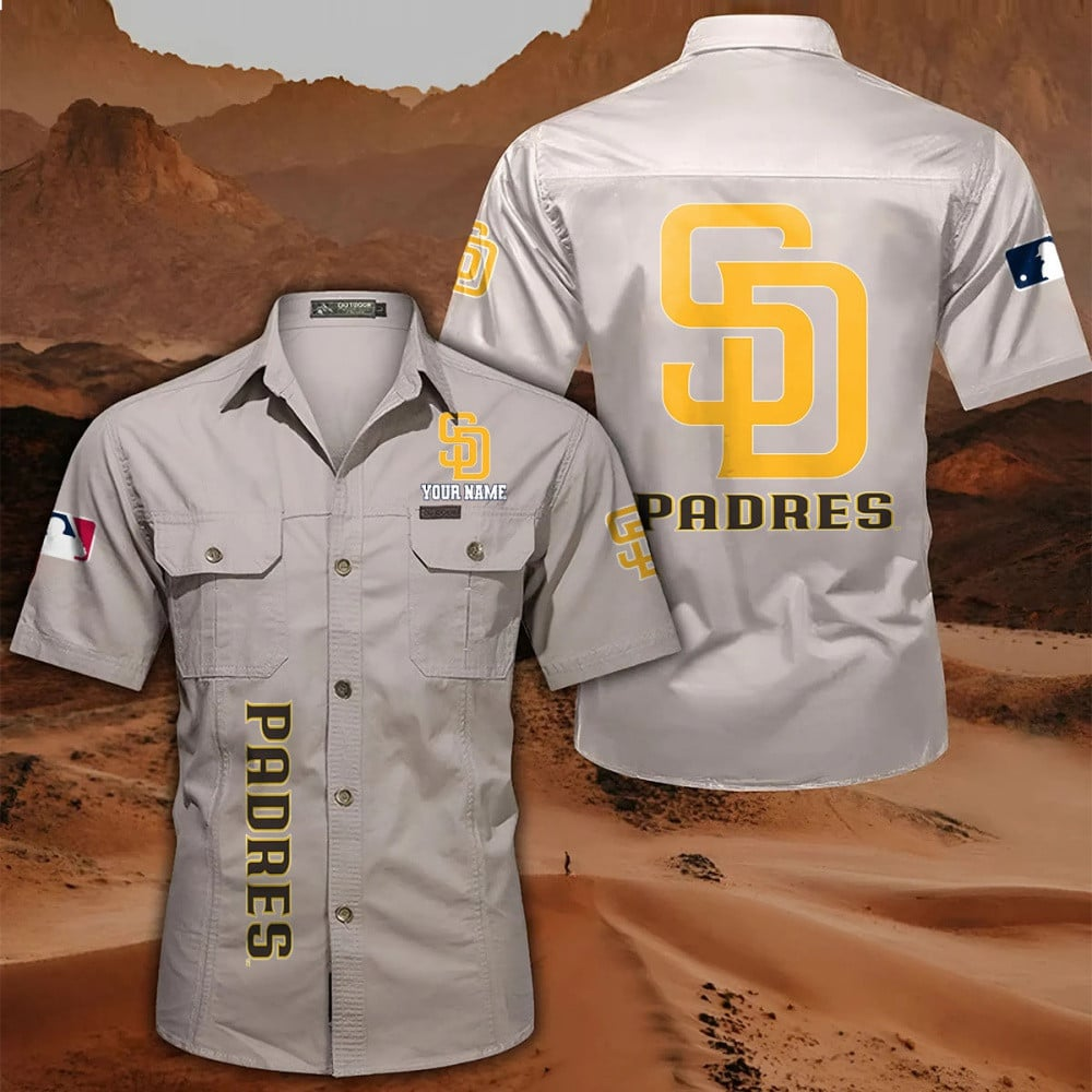 LIMITED EDITION - NEW CUSTOMIZED MLB18 SDP SAN DIEGO PADRES MEN'S CARGO SHIRT