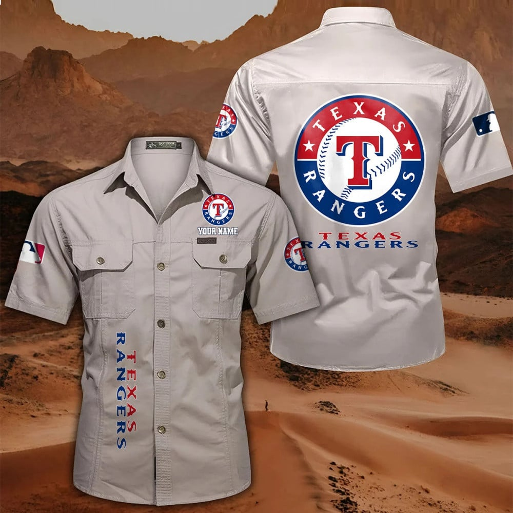 LIMITED EDITION - NEW CUSTOMIZED MLB08 TRS TEXAS RANGERS MEN'S CARGO SHIRT
