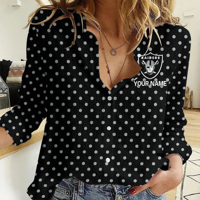 LIMITED EDITION - NEW CUSTOMIZED NFL07 LVR LAS VEGAS RAIDERS WOMEN CASUAL SHIRT