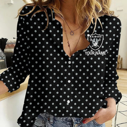 LIMITED EDITION - NEW CUSTOMIZED NFL07 LVR LAS VEGAS RAIDERS WOMEN CASUAL SHIRT