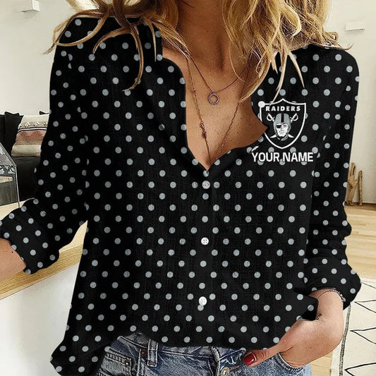 LIMITED EDITION - NEW CUSTOMIZED NFL07 LVR LAS VEGAS RAIDERS WOMEN CASUAL SHIRT