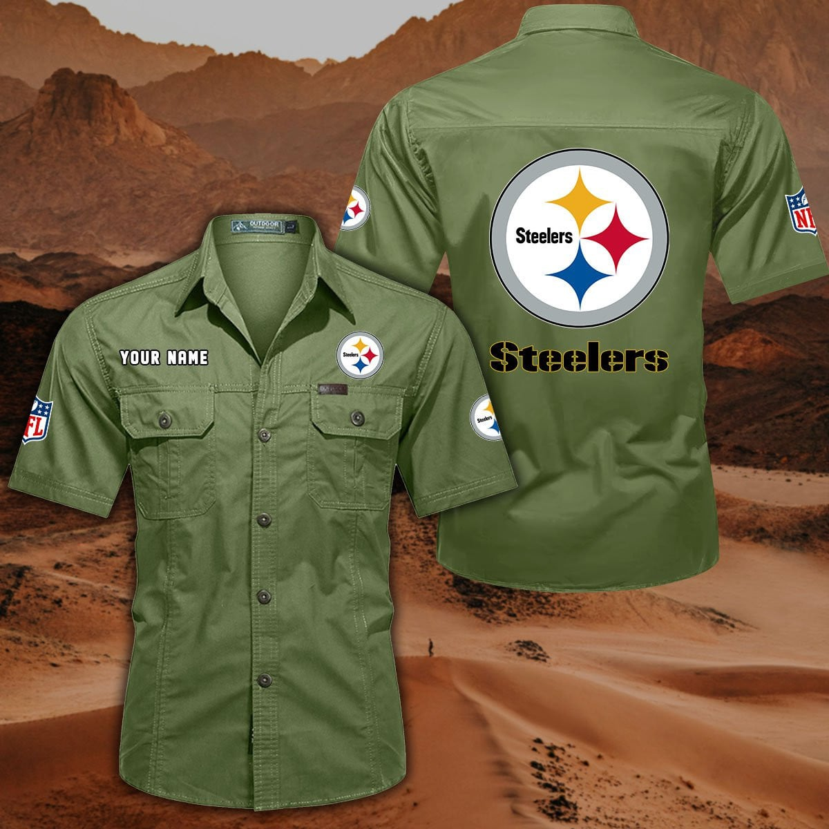 SPECIAL EDITION - NEW CUSTOMIZED NFL14 PSB PITTSBURGH STEELERS MUTICOLOR MEN'S CARGO SHIRT